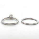 14K White Gold .43ct Round Brilliant Diamond Pave Accented Band Engagement Ring Wedding Set Size 7 - Image 3