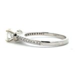 14K White Gold .61ct Round Brilliant Diamond Pave Accented Band Ribbon Detail Engagement Ring Size 6.75 - Image 2