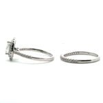14K White Gold .42ct Pear Shaped Diamond Double Halo Pave Accented Band Engagement Wedding Ring Set Size 6.5 - Image 3