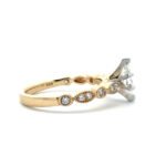 14K Yellow Gold .45ct Marquise Diamond Accented Vintage Inspired Engagement Wedding Band Ring Set Size 7 - Image 2