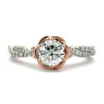 Enchanted Disney Belle Rose 14K Two Tone Gold App .75ct Round Diamond Pave Twist Band Engagement Ring Size 6