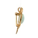 10K Yellow Gold Cabochon Jadite Peridot Accented Frog Pendant Brooch - Image 2