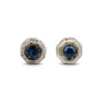 Vintage 14K Two Tone Gold App .50cttw Sapphire Screwback Stud Earrings