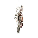 14K White Gold Pink and Green Tourmaline Fancy Cut Citrine Flower Brooch Pendant - Image 2