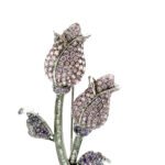14K White Gold Pink Tourmaline Amethyst App 1cttw Diamond Channel Set Double Flower Brooch - Image 2