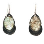 Sterling Silver Roman Glass Oval Dangled Earrings - Image 2