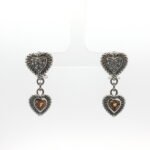 Sterling Silver Judith Ripka CZ And Citrine Heart Shaped Dangled Earrings