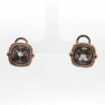 Sterling Silver 18K Blue Topaz Princess Cut Bezel Set Earrings