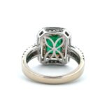 14K Two Tone Gold App 1ct Emerald App 1cttw Diamond Accented Double Halo Fashion Ring Size 7 - Image 3
