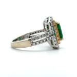 14K Two Tone Gold App 1ct Emerald App 1cttw Diamond Accented Double Halo Fashion Ring Size 7 - Image 2