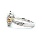 18K White Gold Oval Cut Blue Center Round Yellow Accented Sapphire .16cttw Diamond Vintage Inspired Engagement Ring Size 7 - Image 2