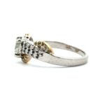 14K White Gold App .70ct Round Brilliant Diamond Yellow Accented Swirl Engagement Ring Size 7.5 - Image 2