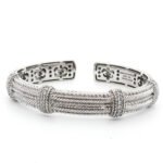 Sterling Silver Judith Ripka CZ Hinge Cuff Bracelet