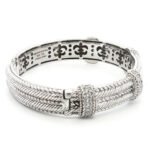 Sterling Silver Judith Ripka CZ Hinge Cuff Bracelet - Image 3