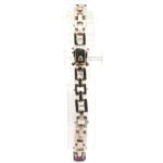 Sterling Silver Amethyst Oval Cut Prong Setting Tennis Bracelet - Image 2