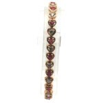 Sterling Silver Ruby And CZ Prong Setting Heart Shaped Tennis Bracelet