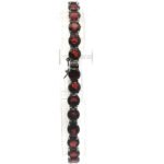 Sterling Silver Garnet Round Cut Prong Setting Tennis Bracelet - Image 3