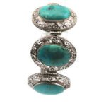 Sterling Silver Turquoise Vintage Inspired Slave Bracelet - Image 3