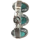 Sterling Silver Turquoise Cabochon Vintage Inspired Bezel Set Toggle Clasp Bracelet - Image 2