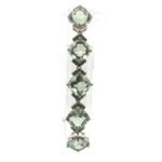 Sterling Silver Green Amethyst Prong Setting With CZ Accents Bracelet