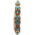 Sterling Silver Turquoise And Enamel Filligree Chinese Panel Bracelet - Image 2