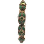 Sterling Silver Peridot And Enamel Filigree Chinese Panel Bracelet