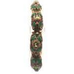 Sterling Silver Peridot And Enamel Filigree Chinese Panel Bracelet - Image 2
