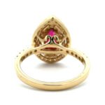 14K Yellow Gold .75ct Pear Cut Ruby .63cttw Diamond Double Halo Accented Engagement Ring Size 7 - Image 3