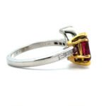 Platinum 18K 1.16cttw Diamond Marquise Cut Ruby Engagement Birthstone Ring Size 6.25 - Image 2